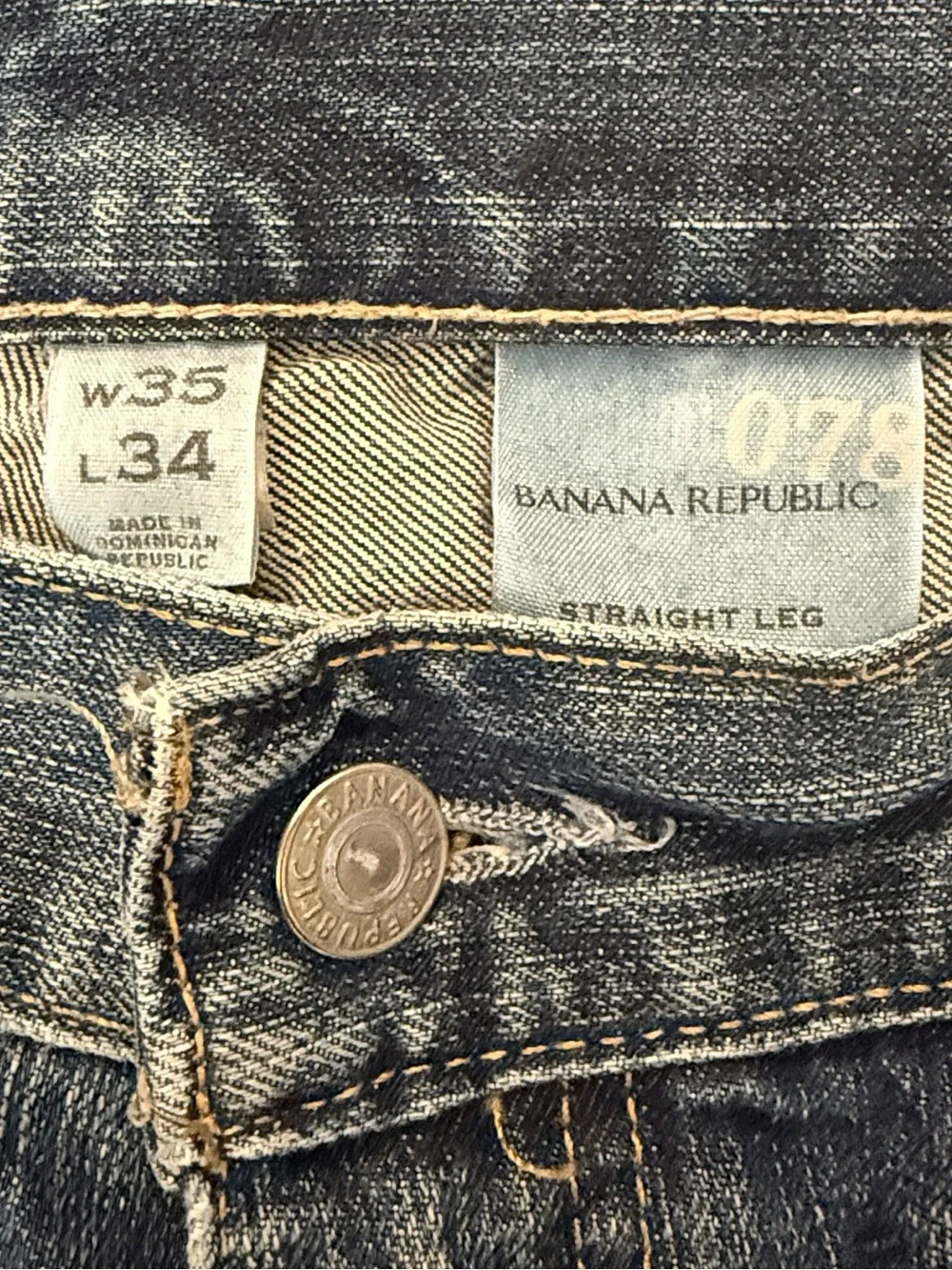 Vintage Y2K Banana Republic 078 Straight Leg Jeans 35x34 Fits 35x33 2004
